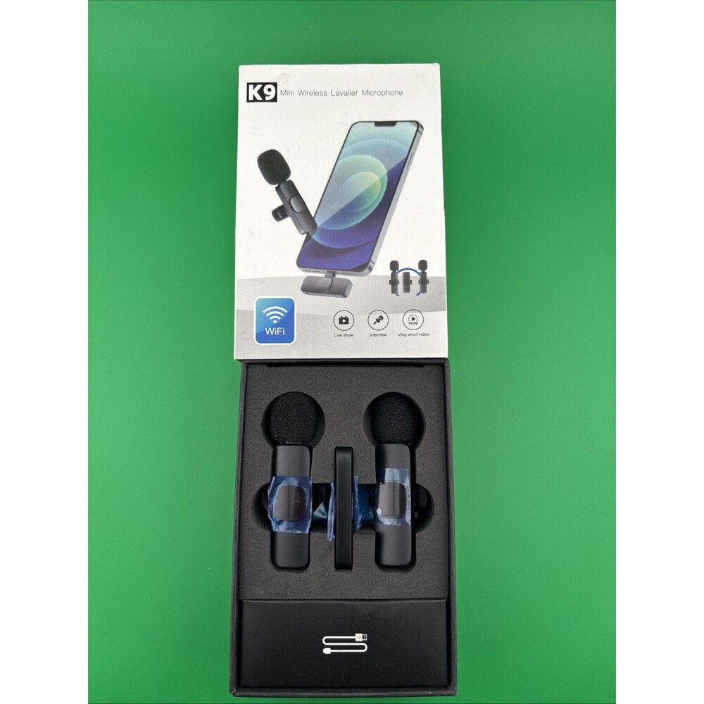 K60 Wireless Collar Clip Microphone, 2.4GHz Noise Cancellation, for iPhone